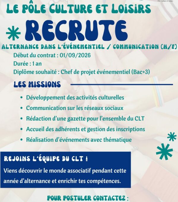 Le Pôle Culture & Loisirs recrute un.e alternant.e